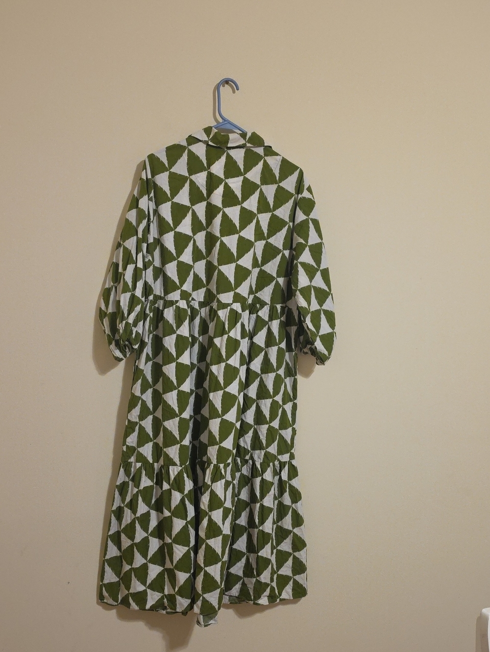 Maeve The Bettina Olive Green & White Geometric Midi Shirt Dress Size 1X Used - Picture 9 of 16